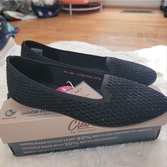 Skechers Cleo 2.0 Someday Flats Recycled Vegan Sparkle Knit Ballerina SlipOn 9.5 - Picture 4 of 15
